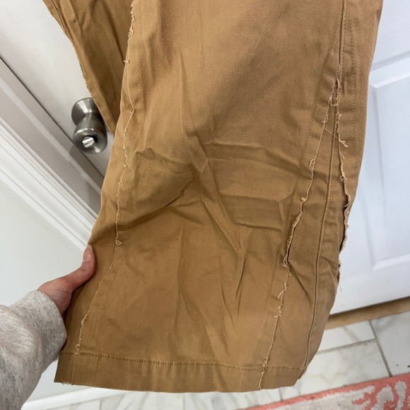 Flamingo Tan Cargo Wide Leg Pant Elastic Waistband Drawstring Women's Size Large - Picture 3 of 7